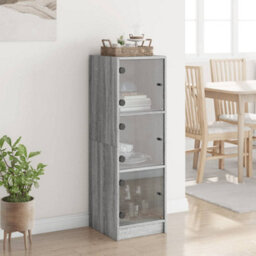 Berkfield Highboard With Glass Doors Grey Sonoma 35X37X109 Cm - thumbnail 3