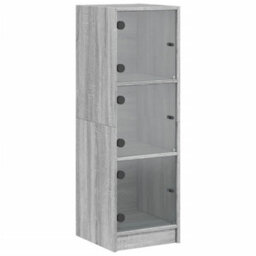Berkfield Highboard With Glass Doors Grey Sonoma 35X37X109 Cm - thumbnail 2