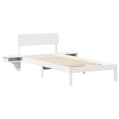 Berkfield Modern Bed Frame With Bedside Tables White Solid Pine Wood - image 1