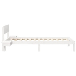Berkfield Modern Bed Frame With Bedside Tables White Solid Pine Wood - thumbnail 6