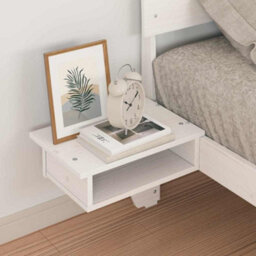 Berkfield Modern Bed Frame With Bedside Tables White Solid Pine Wood - thumbnail 4