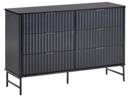 Wyld And Coco Novahome 6 Drawer Chest Black Fluted Front With Metal Legs 120 X 40 X 80 Cm - thumbnail 3