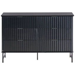 Wyld And Coco Novahome 6 Drawer Chest Black Fluted Front With Metal Legs 120 X 40 X 80 Cm - thumbnail 1