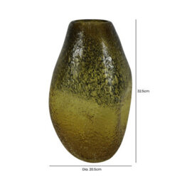 Vanity Living 32.5Cm Amber Yellow Handmade Glass Vase, Medium Decorative Vase For Living Room - thumbnail 4