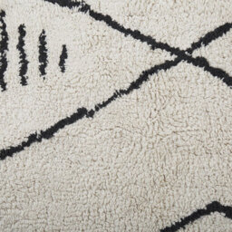 Beliani Heritage Off-White And Black Cotton Rug 80 X 150 Cm - Geometric Tassels - thumbnail 3