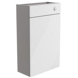 Westport Slim Gloss White Contemporary Freestanding Slimline Toilet Cabinet (H)820mm X (W)495mm - thumbnail 1
