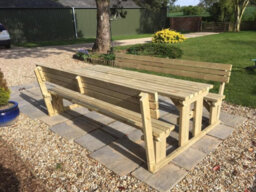 Arbor Garden Solutions Alders Wooden Picnic Bench And Table Set, Outdoor Dining Set With Backrest (7Ft, Natural Finish) - thumbnail 6