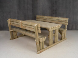 Arbor Garden Solutions Alders Wooden Picnic Bench And Table Set, Outdoor Dining Set With Backrest (7Ft, Natural Finish) - thumbnail 4