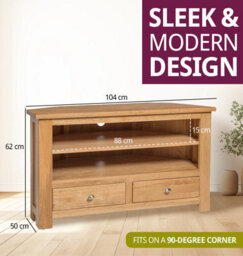 Hallowood Furniture Waverly Oak 2 Drawer Corner Tv Unit - thumbnail 3