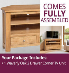 Hallowood Furniture Waverly Oak 2 Drawer Corner Tv Unit - thumbnail 7