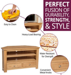 Hallowood Furniture Waverly Oak 2 Drawer Corner Tv Unit - thumbnail 2