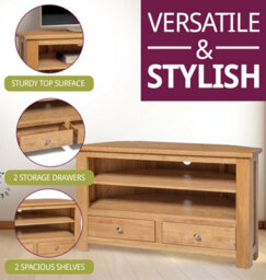 Hallowood Furniture Waverly Oak 2 Drawer Corner Tv Unit - thumbnail 5