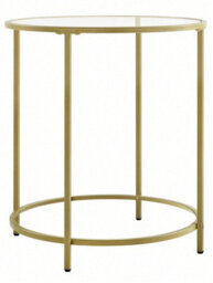 LEDREM Round Side Table, Glass End Table With Metal Frame, Modern Coffee Table, For Living Room, Balcony, Bedroom, Gold Color - thumbnail 9