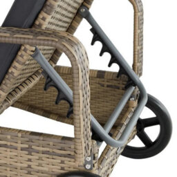 Rattan Garden Sun Lounger 6 Step Backrest Nature/dark Grey - thumbnail 7