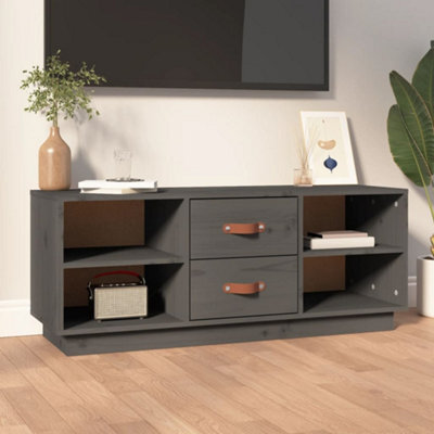 Walplus Tv Cabinet Grey 100X34X40 Cm Solid Wood Pine - image 1