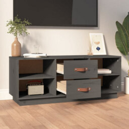 Walplus Tv Cabinet Grey 100X34X40 Cm Solid Wood Pine - thumbnail 3