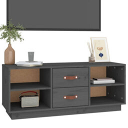 Walplus Tv Cabinet Grey 100X34X40 Cm Solid Wood Pine - thumbnail 4