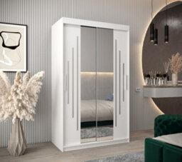 Arte Refreshing York I Mirrored Sliding Door Wardrobe With Shelves And Hanging Rails In White (H)2000mm (W)1200mm (D)620mm - thumbnail 2