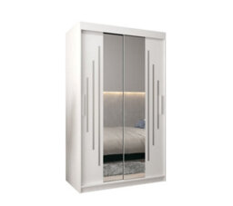 Arte Refreshing York I Mirrored Sliding Door Wardrobe With Shelves And Hanging Rails In White (H)2000mm (W)1200mm (D)620mm
