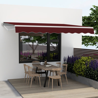 Costway 3.6 X 3M Patio Awning Manual Garden Canopy Sun Shade Retractable Shelter Outdoor - image 1