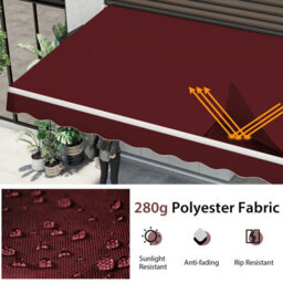 Costway 3.6 X 3M Patio Awning Manual Garden Canopy Sun Shade Retractable Shelter Outdoor - thumbnail 5