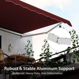 Costway 3.6 X 3M Patio Awning Manual Garden Canopy Sun Shade Retractable Shelter Outdoor - thumbnail 6
