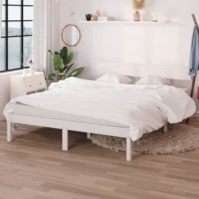 Berkfield Bed Frame White Solid Wood 120X190 Cm Small Double - image 1
