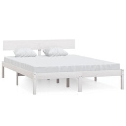 Berkfield Bed Frame White Solid Wood 120X190 Cm Small Double - thumbnail 2