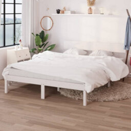 Berkfield Bed Frame White Solid Wood 120X190 Cm Small Double - thumbnail 1