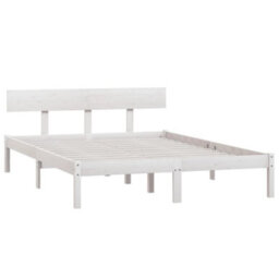 Berkfield Bed Frame White Solid Wood 120X190 Cm Small Double - thumbnail 3