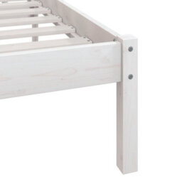 Berkfield Bed Frame White Solid Wood 120X190 Cm Small Double - thumbnail 7