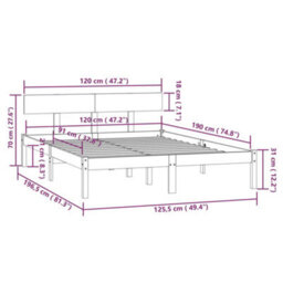 Berkfield Bed Frame White Solid Wood 120X190 Cm Small Double - thumbnail 9