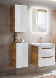 Impact Furniture Bathroom Cabinets Wall Vanity Drawer Sink Storage 3 Units White Gloss Oak Aruba - thumbnail 7