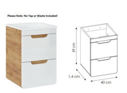 Impact Furniture Bathroom Cabinets Wall Vanity Drawer Sink Storage 3 Units White Gloss Oak Aruba - thumbnail 4