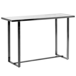 Beliani Console Table Plano Tempered Glass White Marble - thumbnail 1