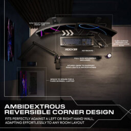 X Rocker Cougar 140Cm Height Adjustable Corner Gaming Desk With Mousepad - Black - thumbnail 5