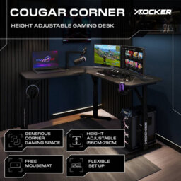 X Rocker Cougar 140Cm Height Adjustable Corner Gaming Desk With Mousepad - Black - thumbnail 2