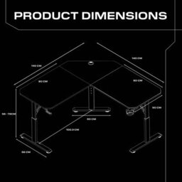 X Rocker Cougar 140Cm Height Adjustable Corner Gaming Desk With Mousepad - Black - thumbnail 7
