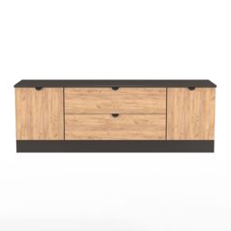Varese Matt Graphite Tv Stand With 2 Drawers, (H)49.5Cm X (W)144.2Cm X (D)40Cm - thumbnail 2