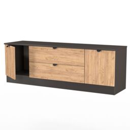 Varese Matt Graphite Tv Stand With 2 Drawers, (H)49.5Cm X (W)144.2Cm X (D)40Cm - thumbnail 4