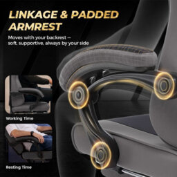 Luckracer Fabric Gaming Chair With Footrest Ergonomic Computer Chair Home Office High Back Heavy Duty Pc Chairs, Grey - thumbnail 5