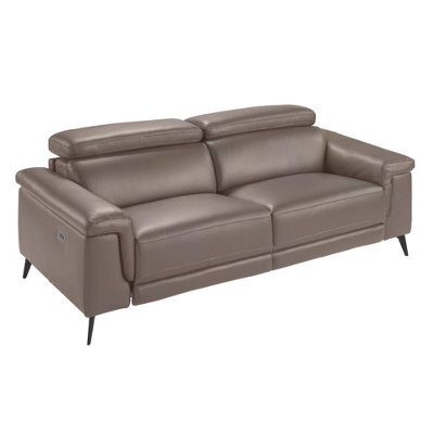 Angel Cerda Elegant 3-Seater Mink Leather Sofa With Electric Recline - image 1