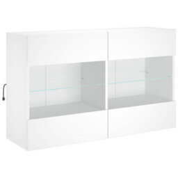 Berkfield Durable Tv Wall Cabinet With Led Lights White 98.5X30X60.5 Cm - thumbnail 3