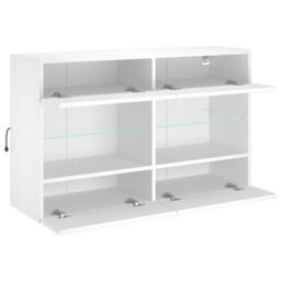 Berkfield Durable Tv Wall Cabinet With Led Lights White 98.5X30X60.5 Cm - thumbnail 8