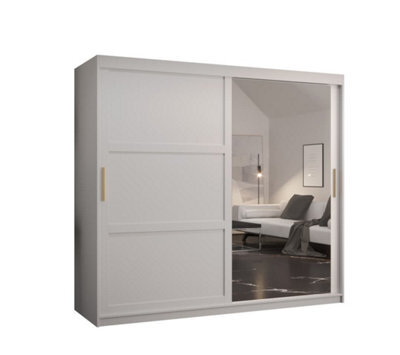 Arte Ramiro Ii Contemporary 2 Sliding Door Wardrobe 9 Shelves 2 Rails White Matt (H)2000mm (W)2000mm (D)620mm - image 1