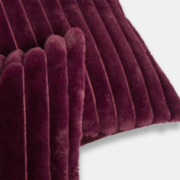 OHS 2 Pack Faux Fur Ultra Soft Thick Ribbed Square Cushion Covers, Burgundy - thumbnail 3