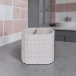 Showerdrape Maison Soft White Shimmer 4 Piece Bathroom Accessory Set - thumbnail 4