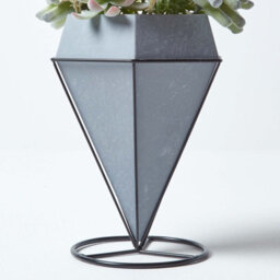 Homescapes Artificial Green Handcrafted Cactus & Succulent Arrangement In Decorative Geometric Grey Pot, 31 Cm - thumbnail 4