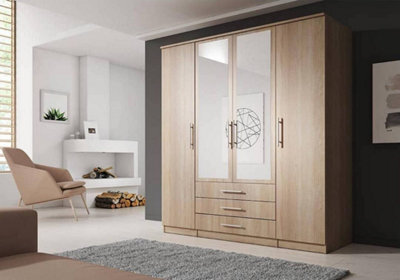 Arte Stylish Alex Hinged Door Wardrobe W2000mm H2100mm D640mm - Timeless Sonoma Oak Finish - image 1