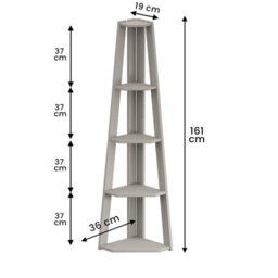 Mercers Furniture Corona Grey Wax Corner Ladder Bookcase Solid Wood Mexican Pine Wooden Shelving - thumbnail 2